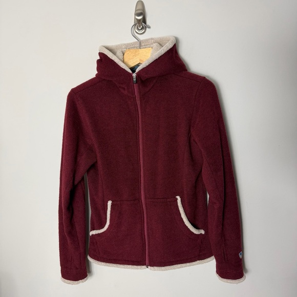 Kuhl Fleece Full Zip Hoodie Hooded Sweatshirt Alfpaca Dark Red Size Medium T - Picture 5 of 13